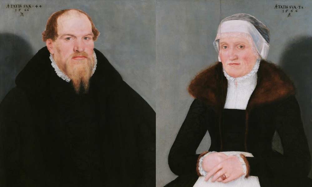 Lucas Cranach der Jüngere, Porträts eines 44jährigen Mannes und einer 38jährigen Frau 1566